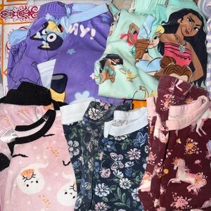 Girls' Mixed Character Pajama Bottoms Bundle - Unicorns, Floral, Disney Prints